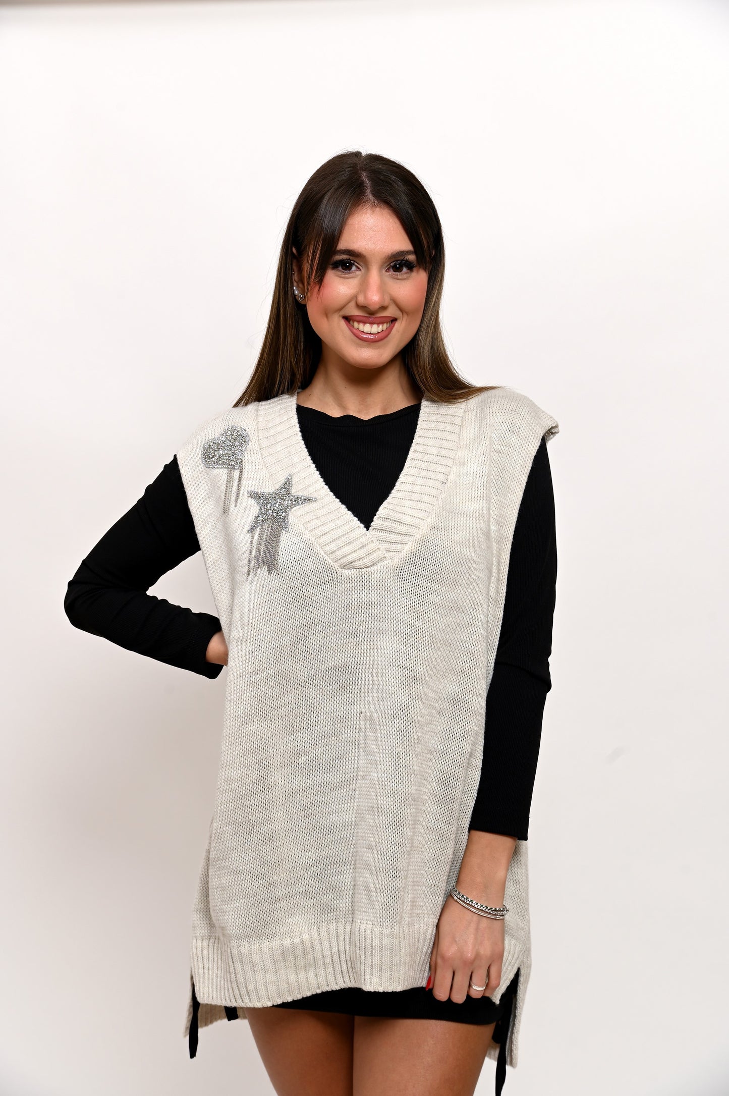 Gilet in Maglia Stelle e Cuori