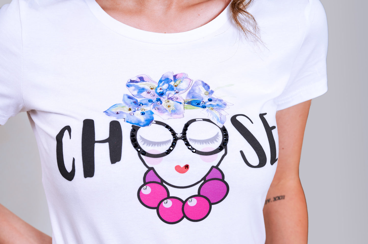 T-Shirt Logo con Cristallini