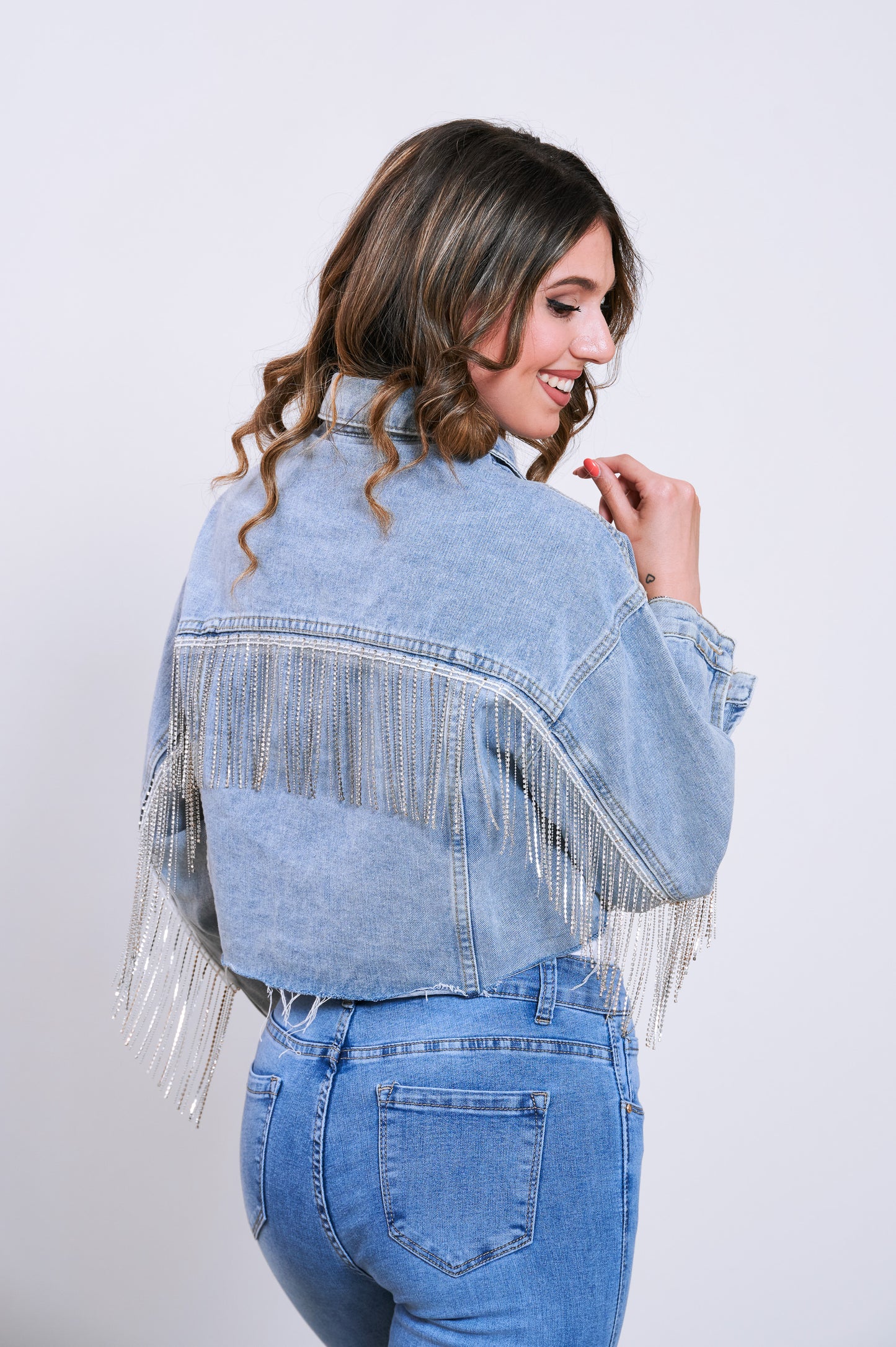 Giubbino di jeans con frange
