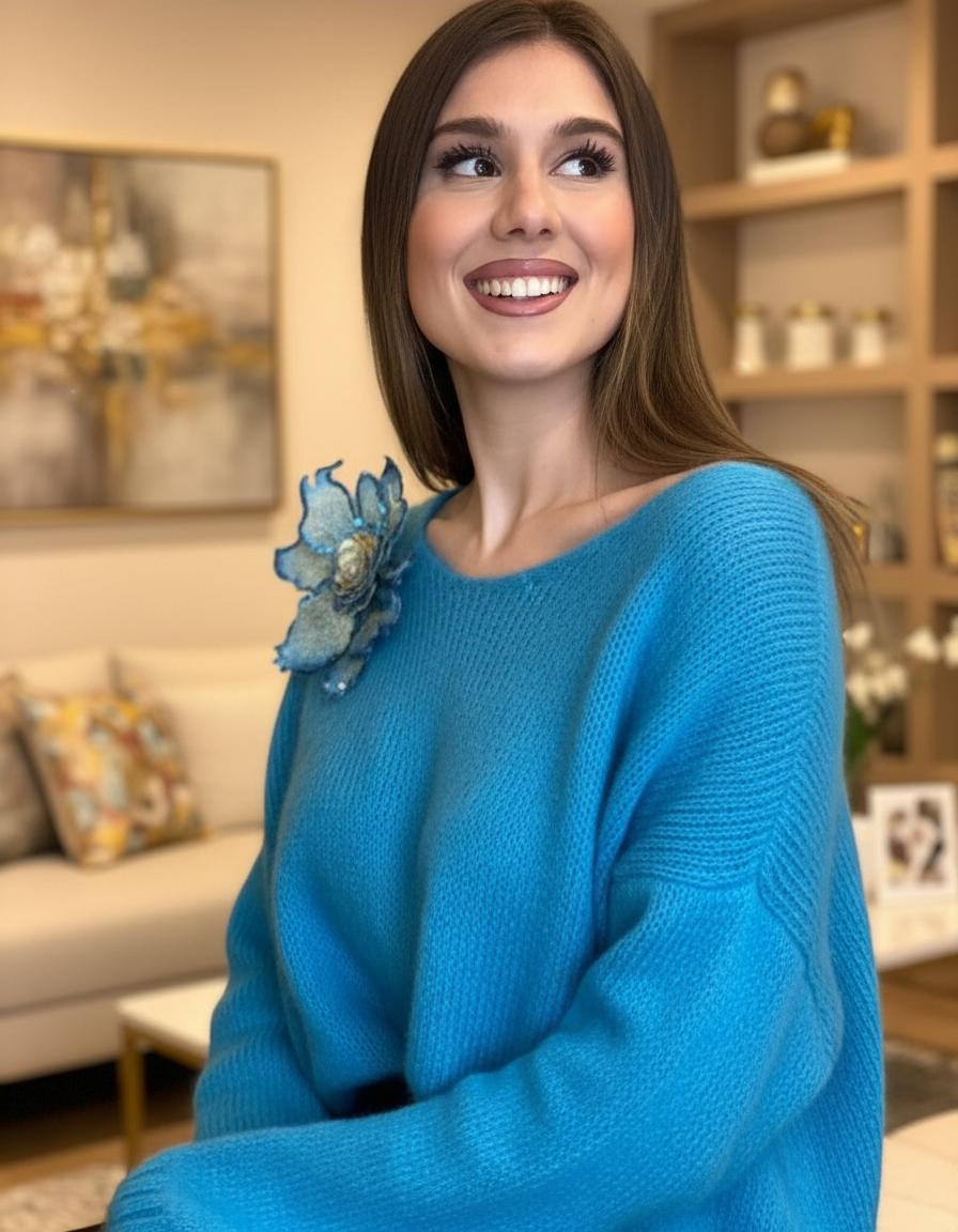 Maglioncino Azzurro in Lana Mohair