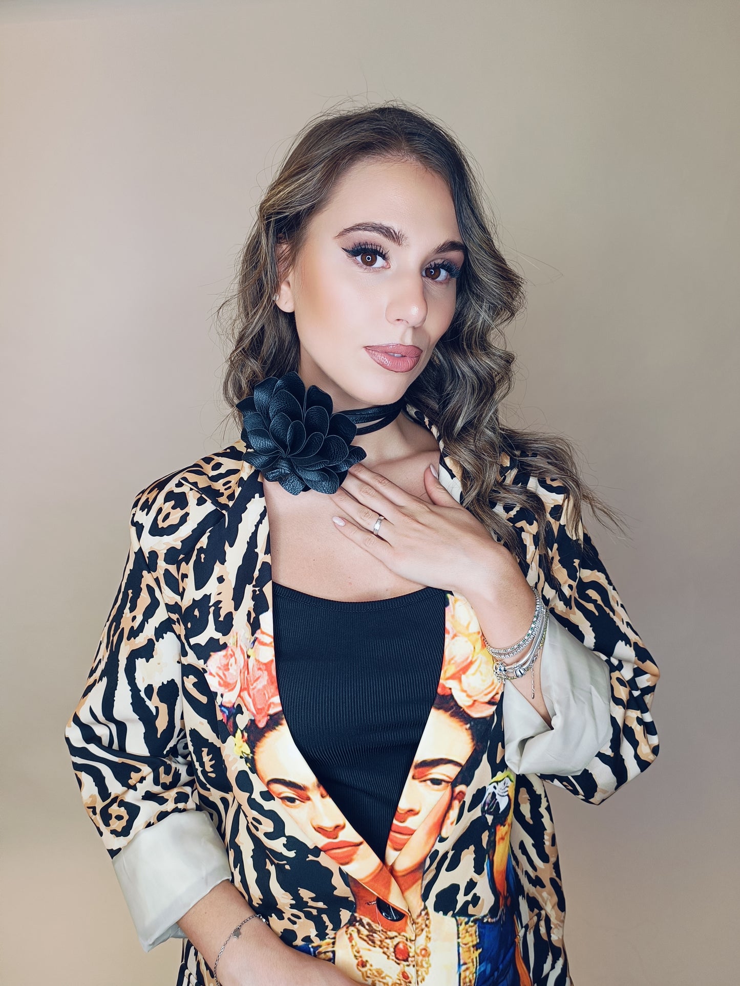 Cinta/Choker fiore Nero