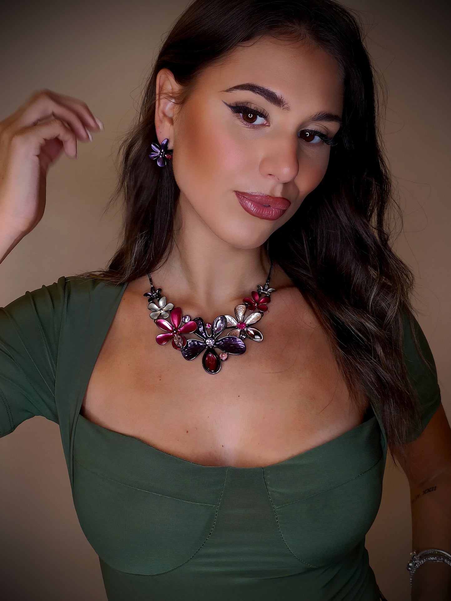 Parure Ramage fiori prugna