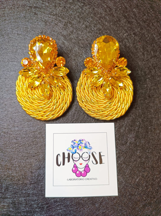 Orecchini Artigianali Gialli Rotondi