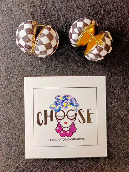 Orecchini Rivestiti in Pelle Optical