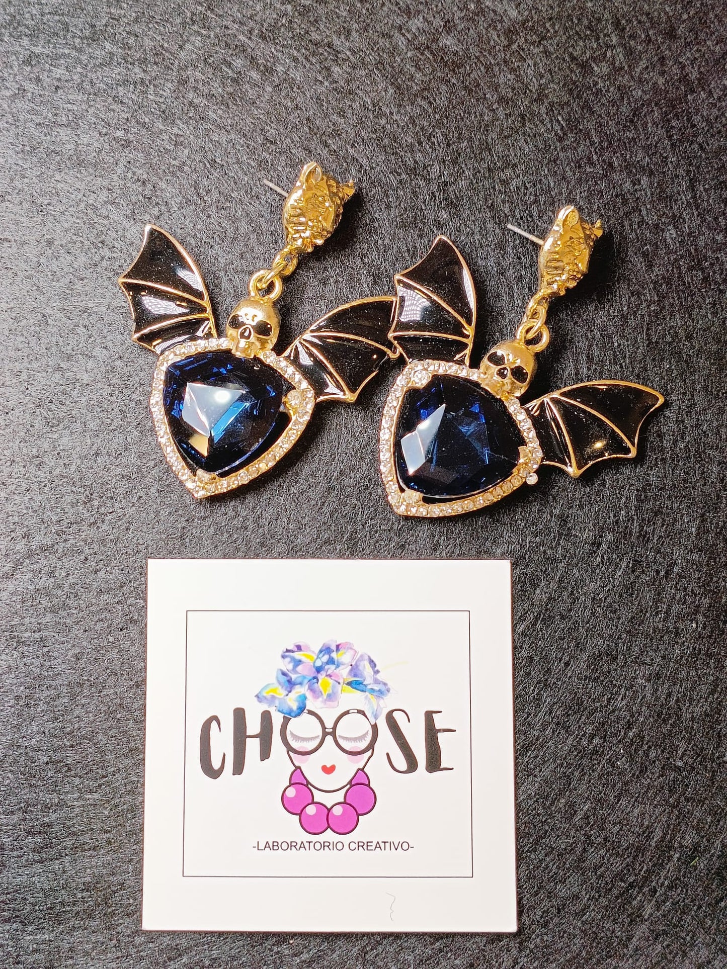 Orecchini Teschio Pipistrello