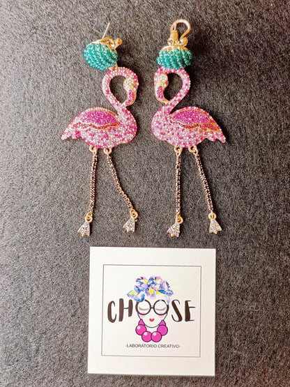 Orecchini Pendenti Fenicottero