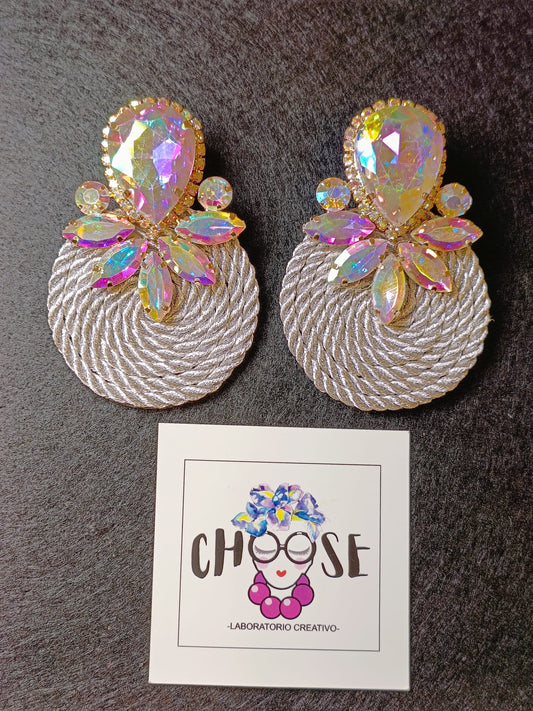 Orecchini Artigianali Grigi Rotondi