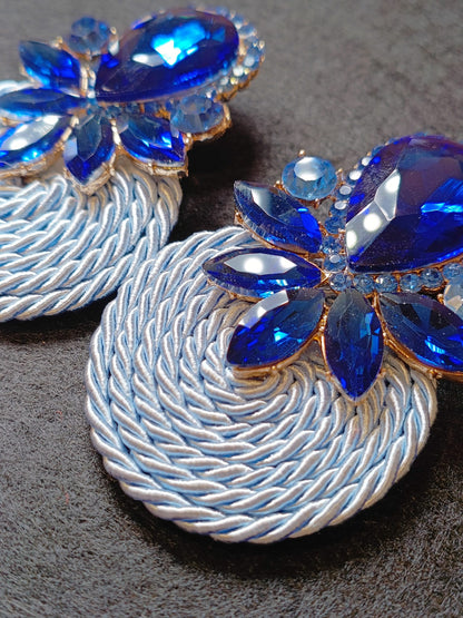 Orecchini Artigianali Blu Rotondi