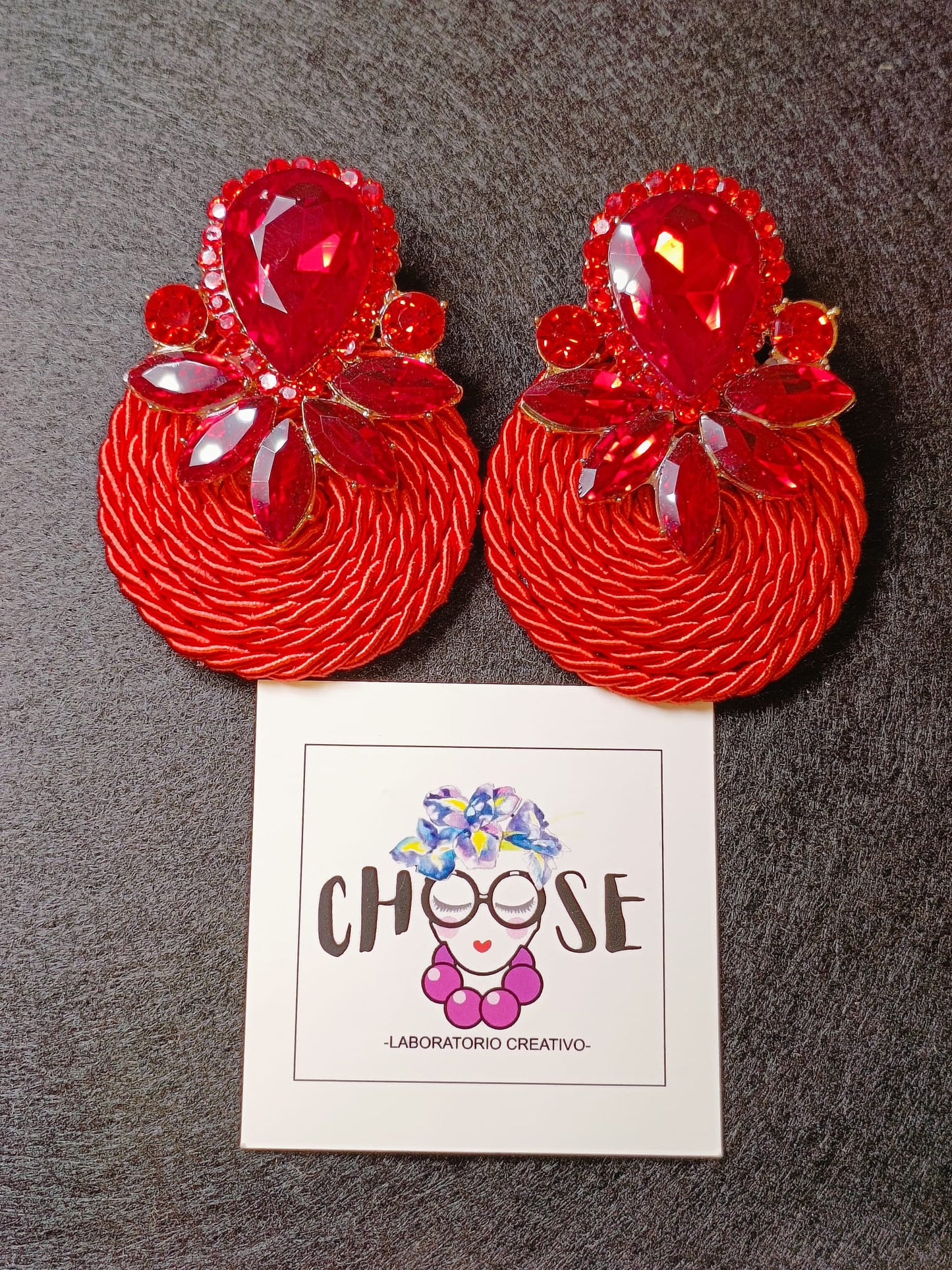 Orecchini Artigianali Rossi Rotondi