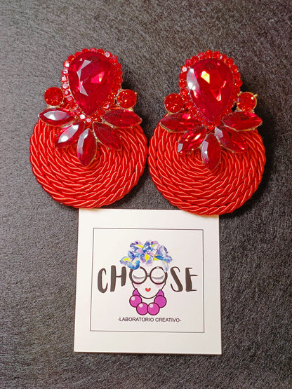 Orecchini Artigianali Rossi Rotondi