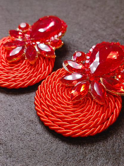 Orecchini Artigianali Rossi Rotondi