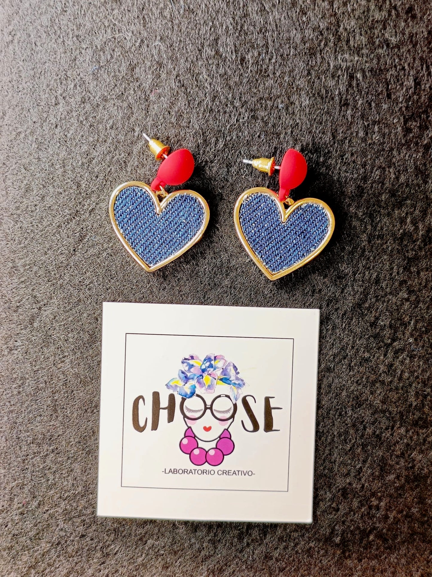 Orecchini Cuore Jeans