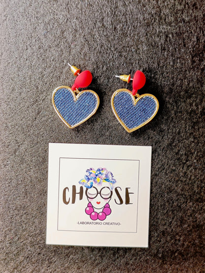 Orecchini Cuore Jeans