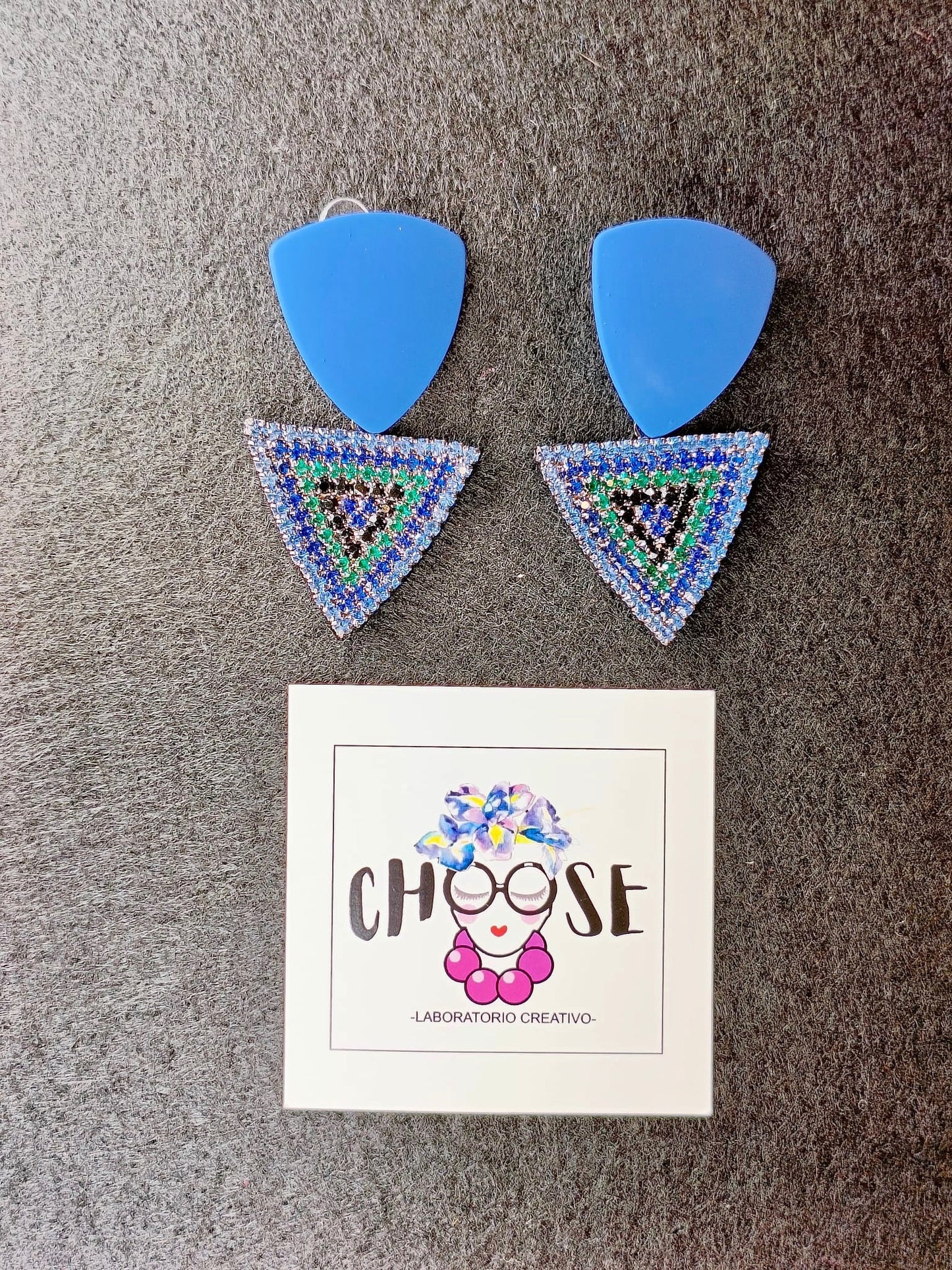 Orecchini Pendenti Triangoli Cobalto