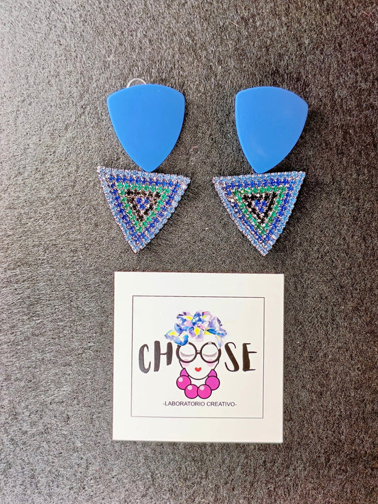 Orecchini Pendenti Triangoli Cobalto