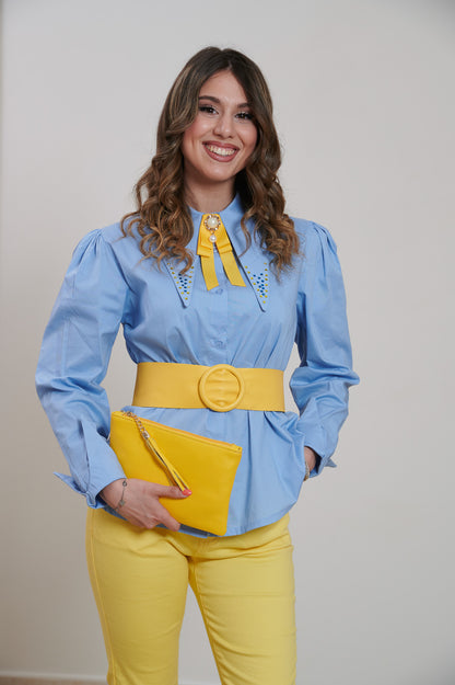 Camicia colletto a punta e cristalli