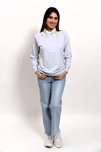 Felpa Colletto Giallo & Lilla