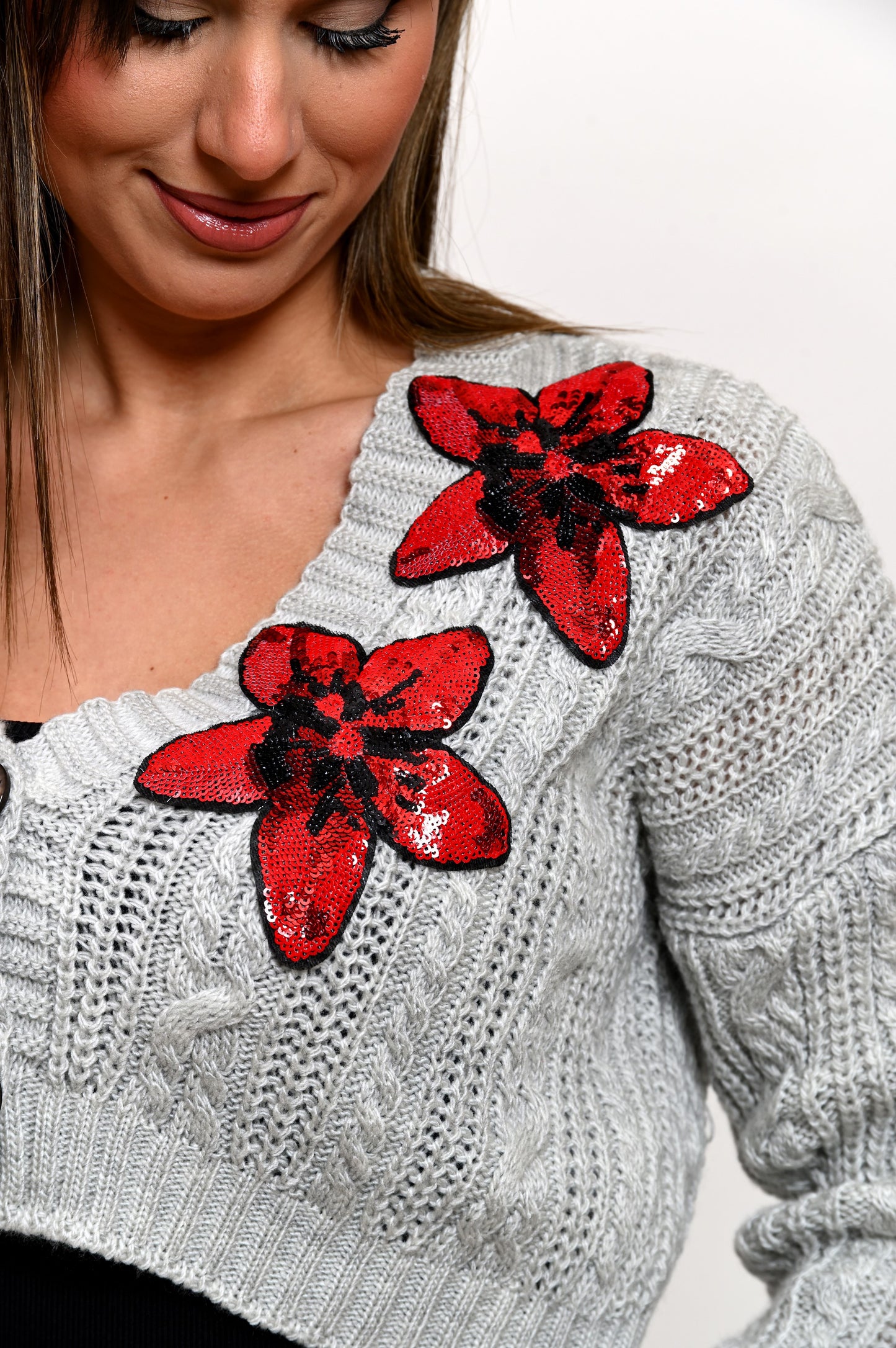 Cardigan Crop Grigio