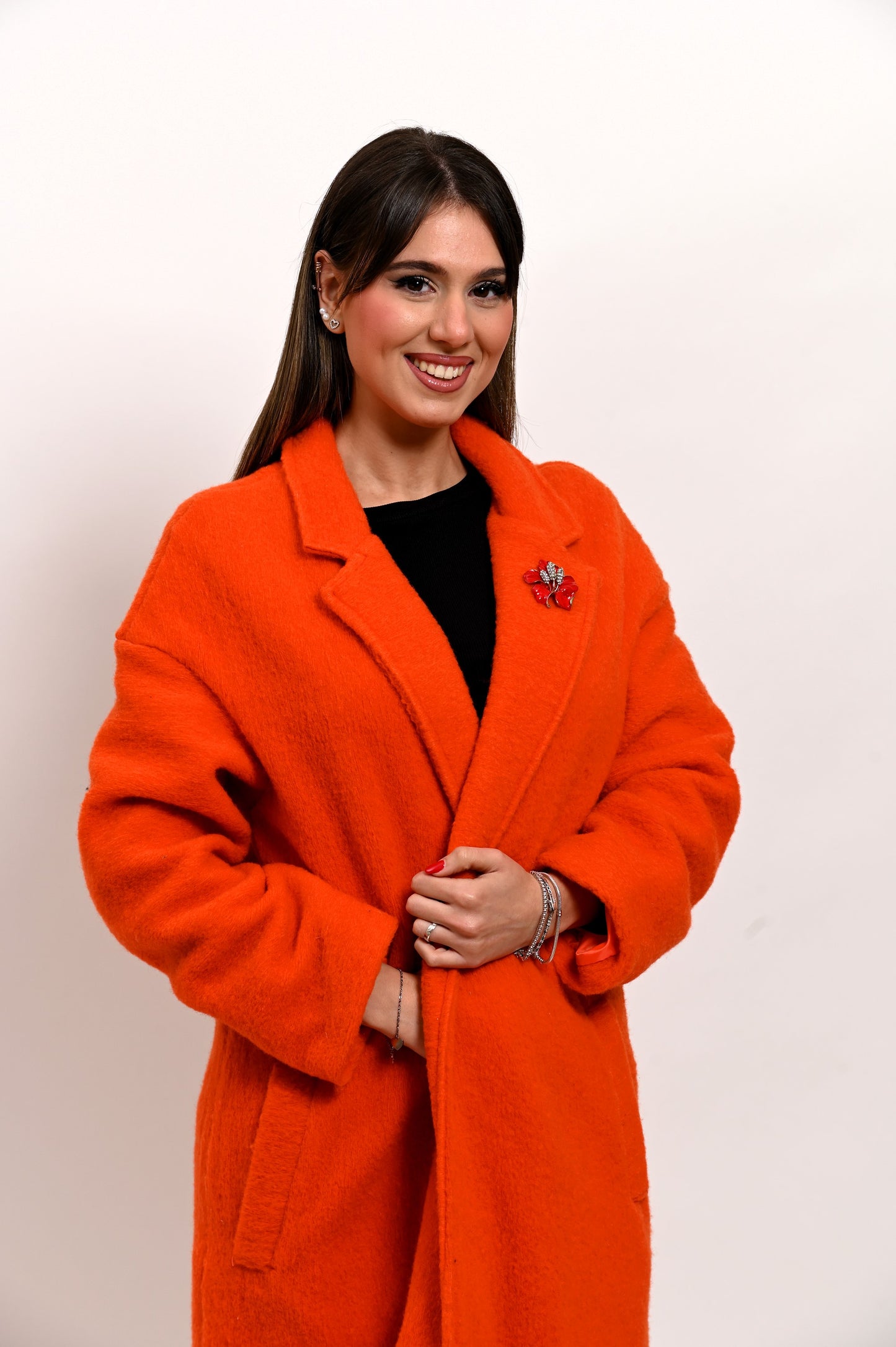 Cappotto in Lana Cotta Arancio