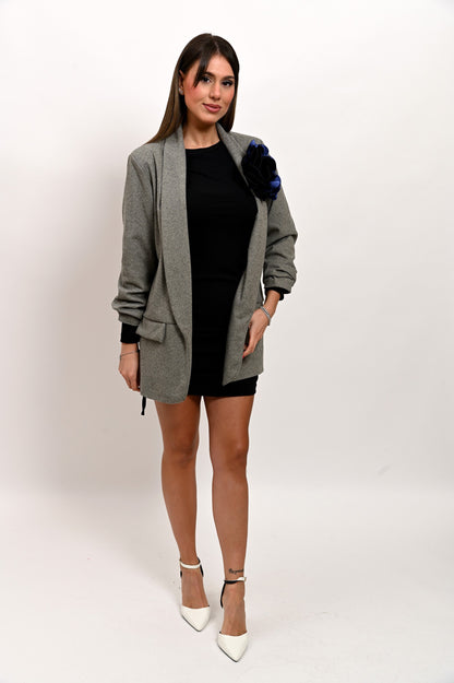 Blazer Maxi Fiore Blu