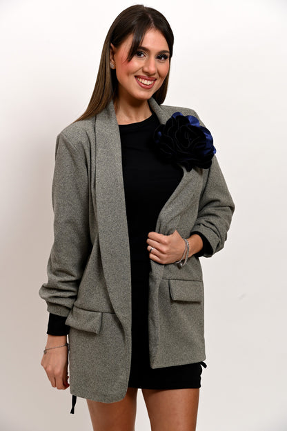 Blazer Maxi Fiore Blu