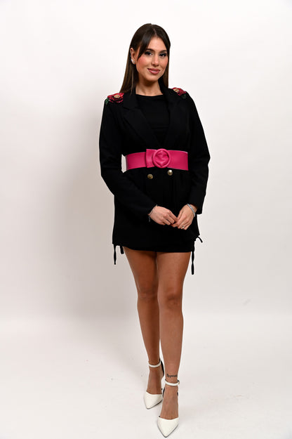 Giacca Doppiopetto Fiori Spalline