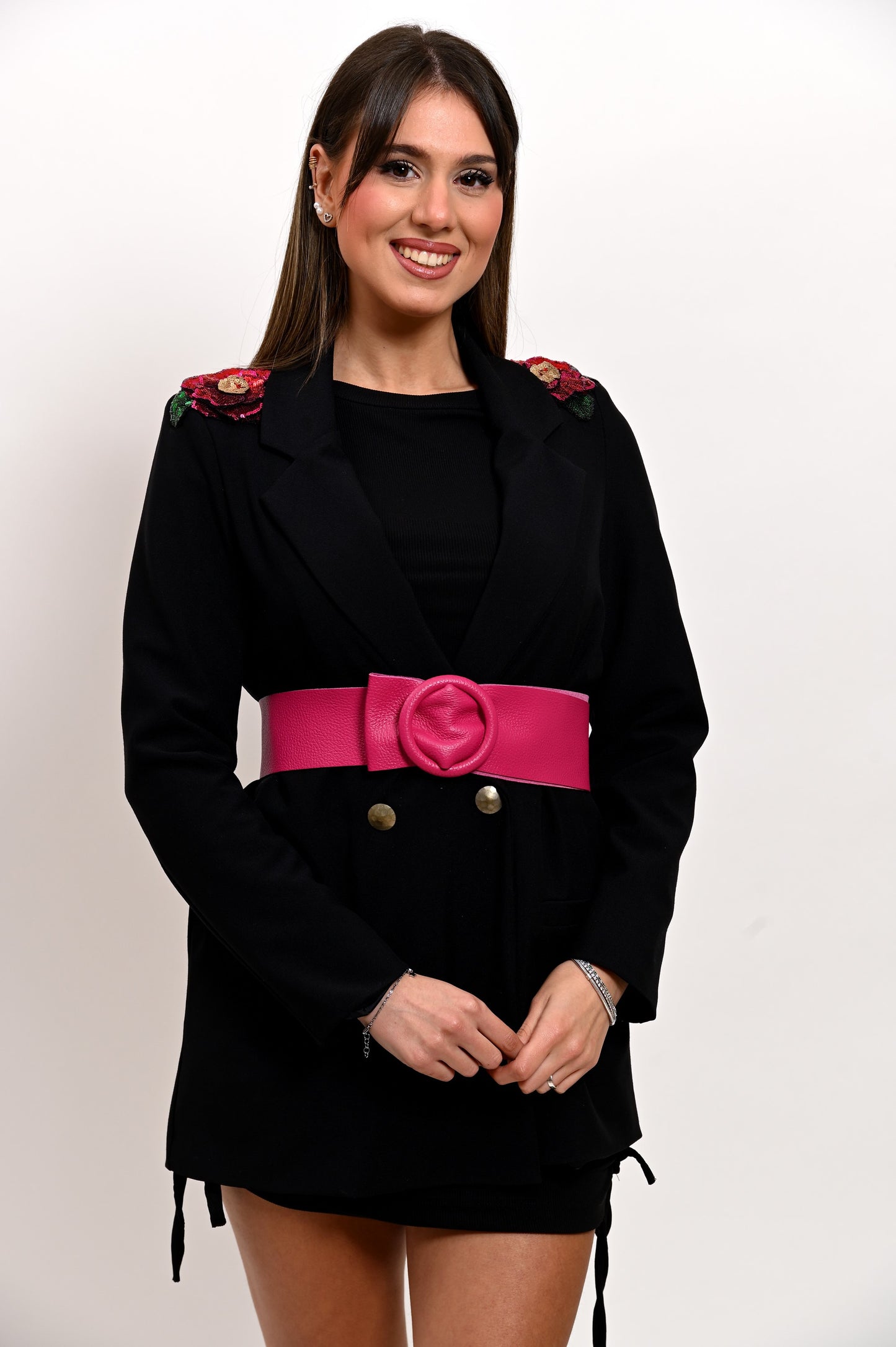 Giacca Doppiopetto Fiori Spalline