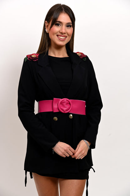 Giacca Doppiopetto Fiori Spalline