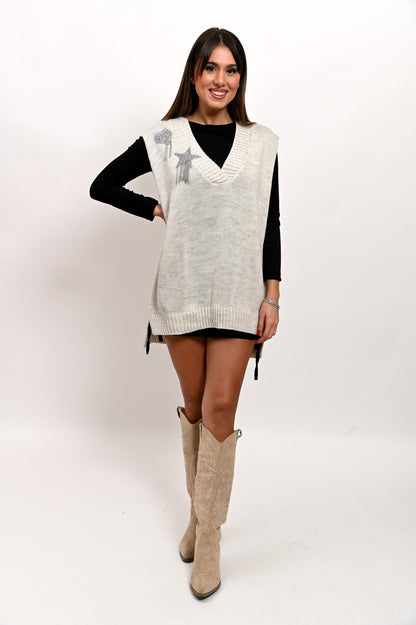 Gilet in Maglia Stelle e Cuori