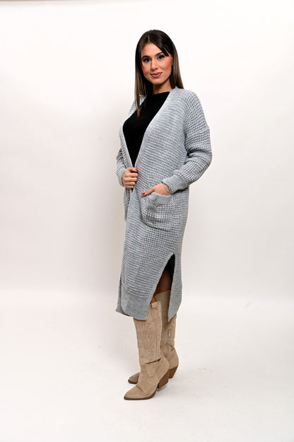 Maxi Cardigan Grigio Stelle e Cuori
