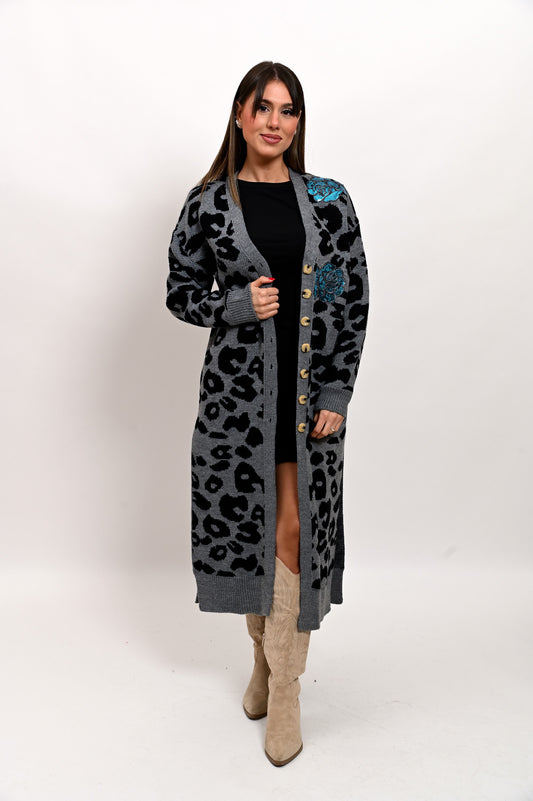 Maxi Cardigan Maculato Rose Azzurre