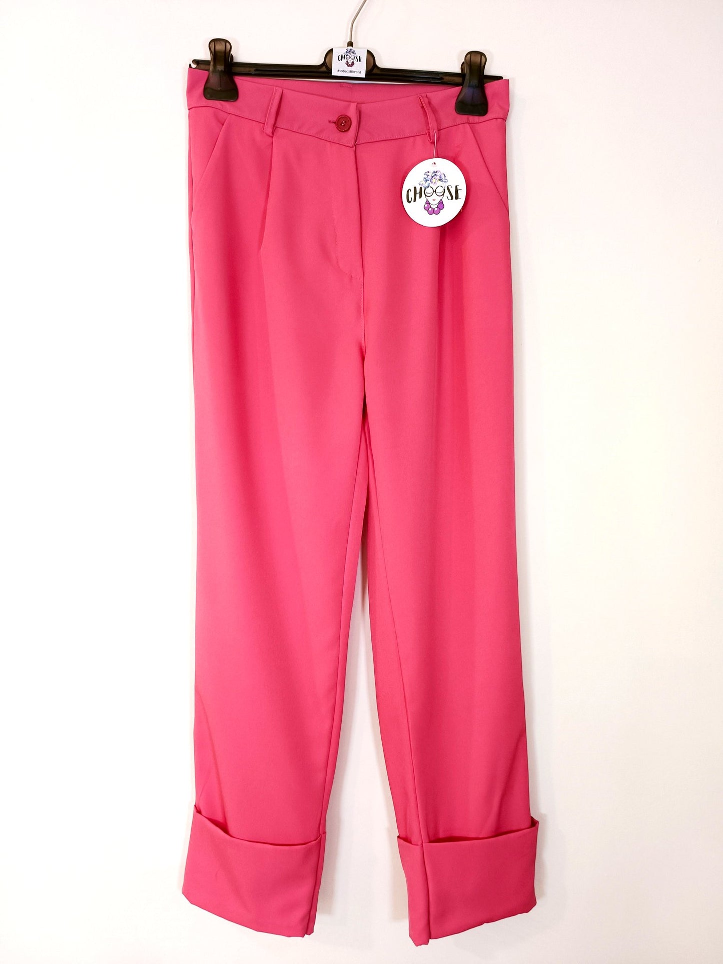 Pantaloni modello Palazzo con Risvolto