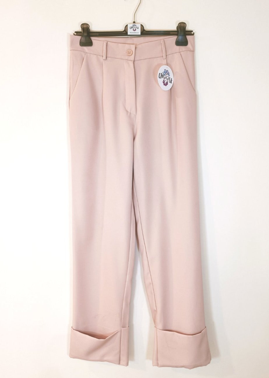 Pantaloni modello Palazzo con Risvolto