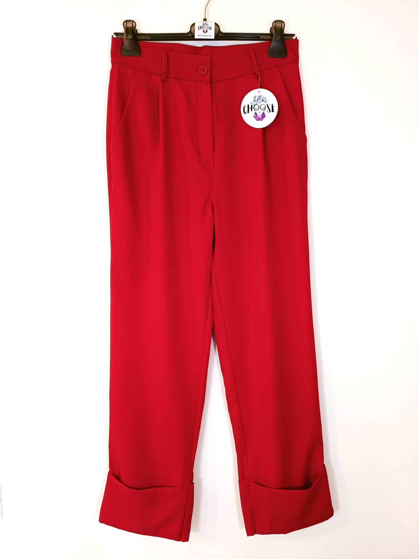 Pantaloni modello Palazzo con Risvolto