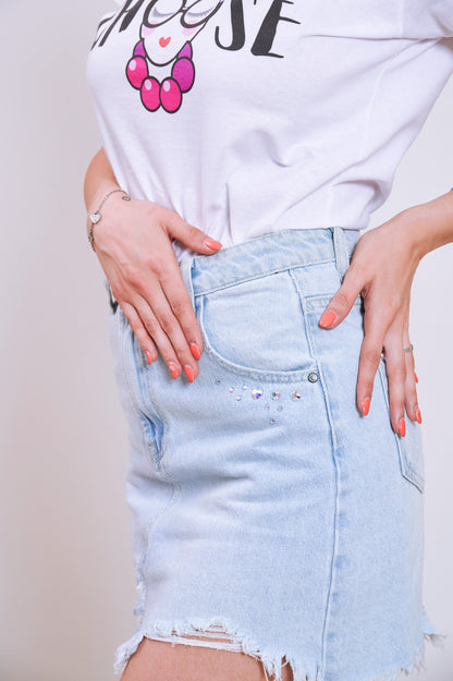 Gonna di Jeans con Cristalli