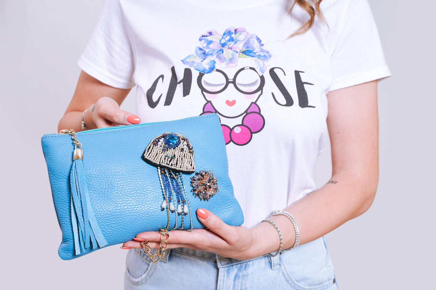 Borsetta Celeste Medusa Preziosa