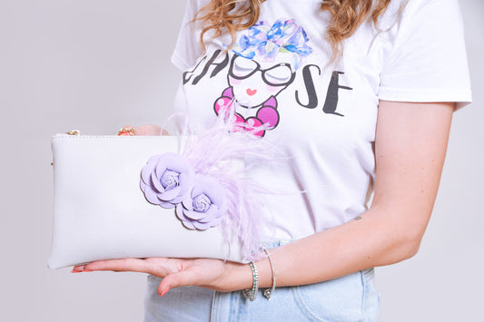 Borsetta color Ghiaccio con Fiori Lilla