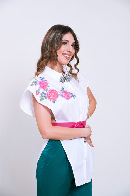 Camicia a cappa con Ramage di Rose