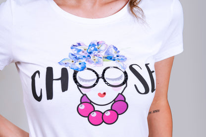 T-Shirt Logo con Cristallini