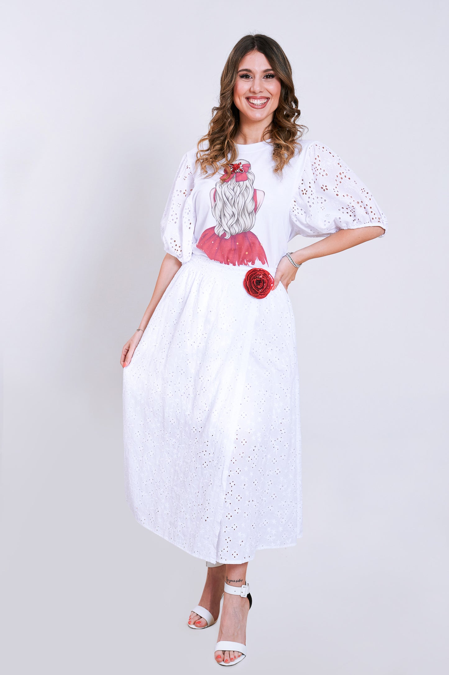 T-Shirt in Pizzo Sangallo