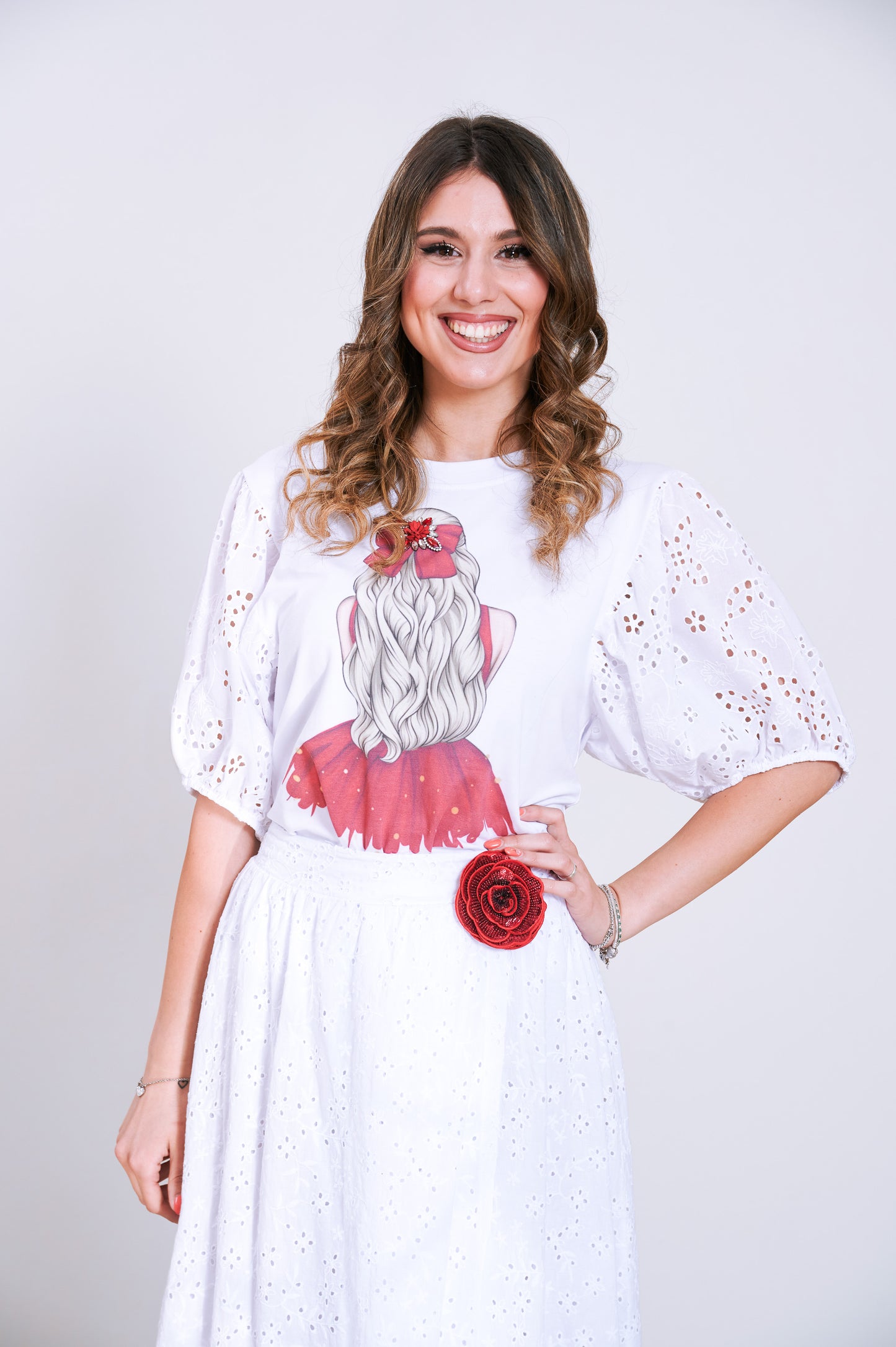 T-Shirt in Pizzo Sangallo