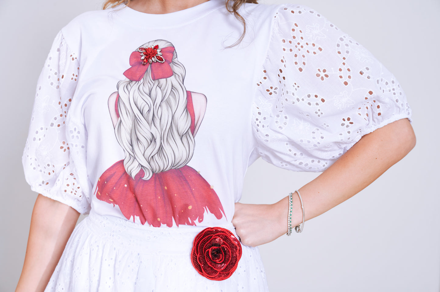 T-Shirt in Pizzo Sangallo