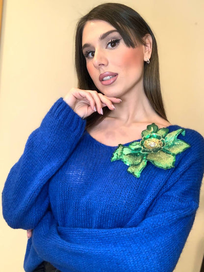 Maglioncino Blu in Lana Mohair