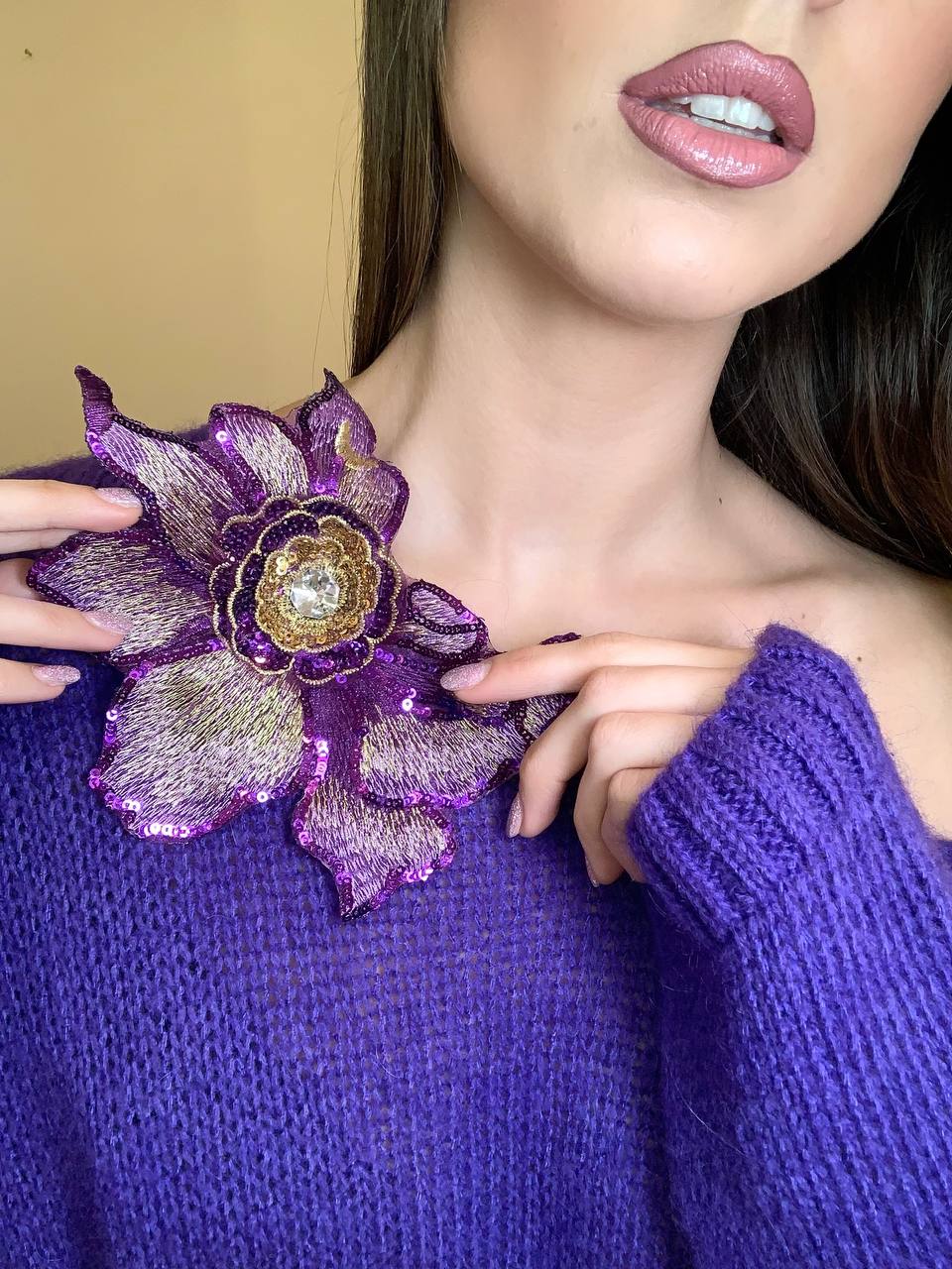 Maglioncino Viola in Lana Mohair