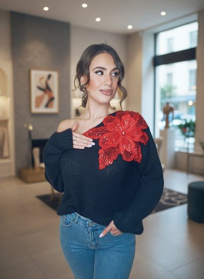 Maglioncino Mohair e fiore