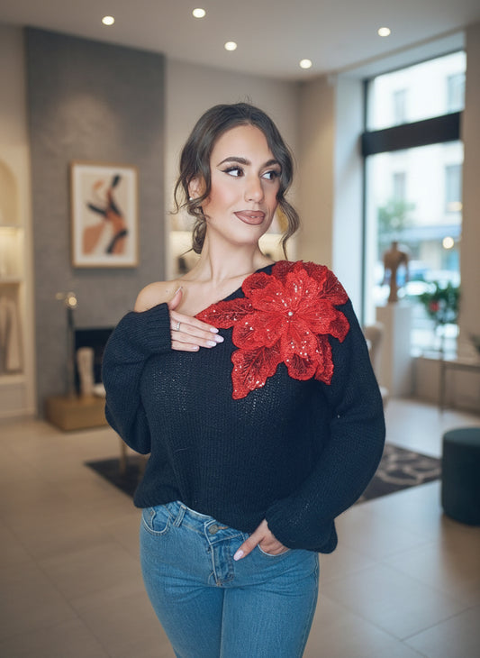 Maglioncino Mohair e fiore