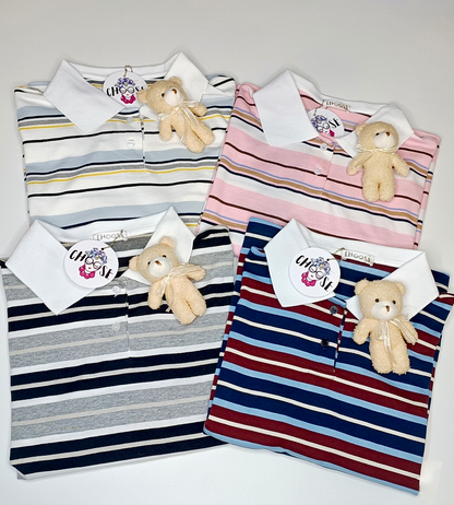 Polo a Righe con Charm Orsetto