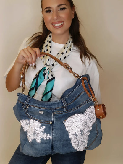Borsa Denim e Pizzo