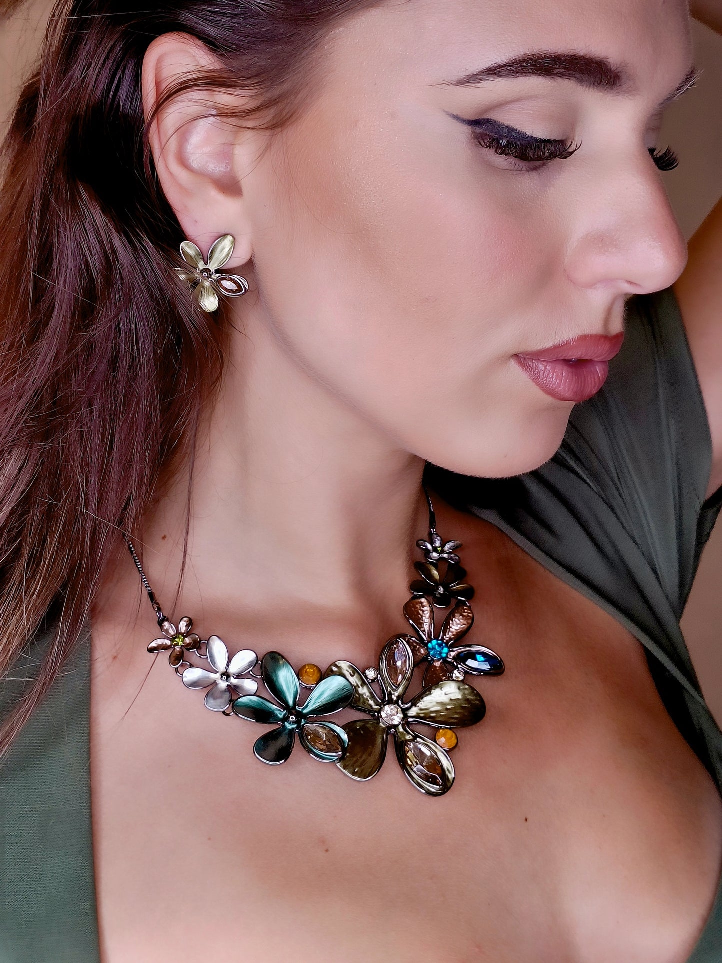 Parure Ramage di fiori verdi