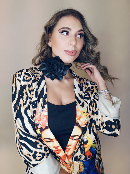 Cinta/Choker fiore Nero